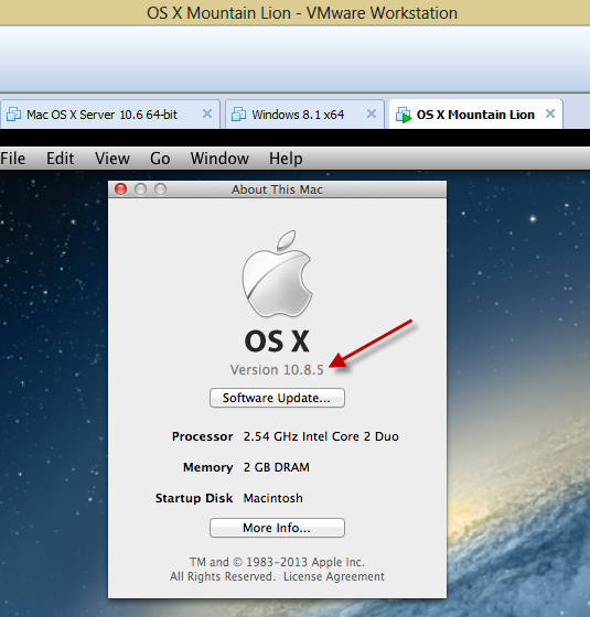 os x 10.12 on vmware player
